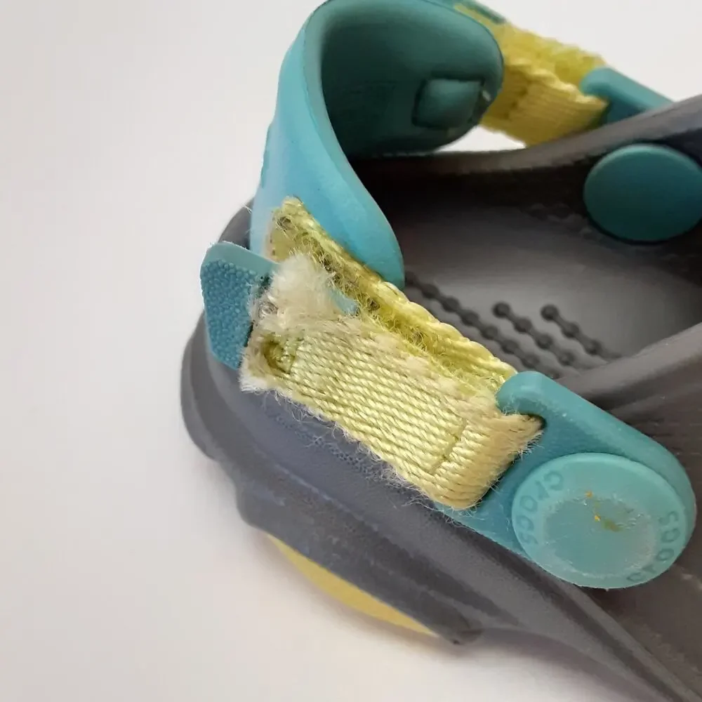 Crocs Clogs All Terrain Kids Water Shoes Gray Back Strap Toddler 4C Summer